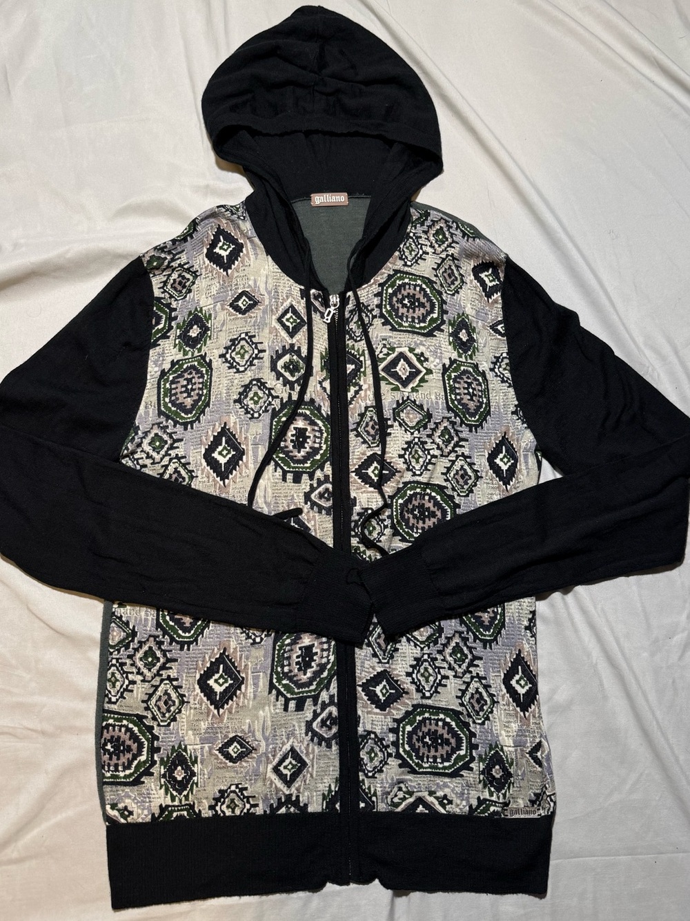 Rare John Galliano Wool Zip-Up Hoodie